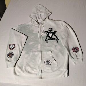Disney Nightmare Before Christmas Tie Dye Zip Hoodie Jack Sally Patches - Issues
